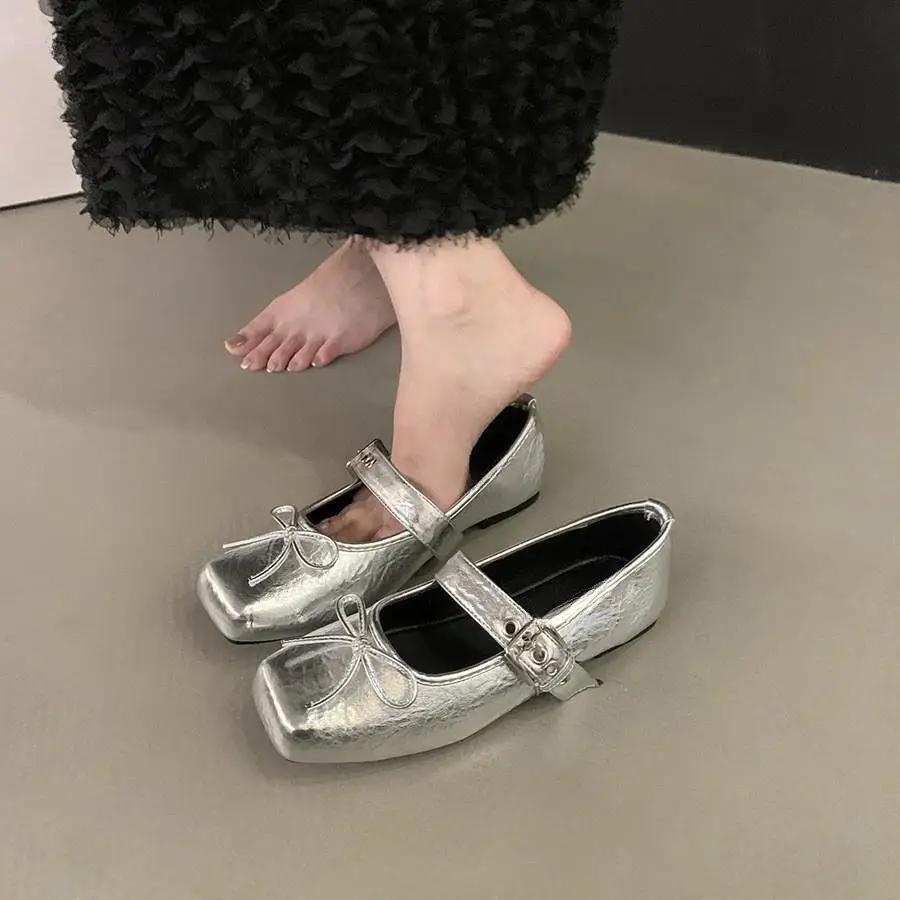 Fashion Leopard Print Women's Mary Jane Shoes Fashion Bow Flat Shoes Retro Style Women's Soft Soled Ballet Shoes