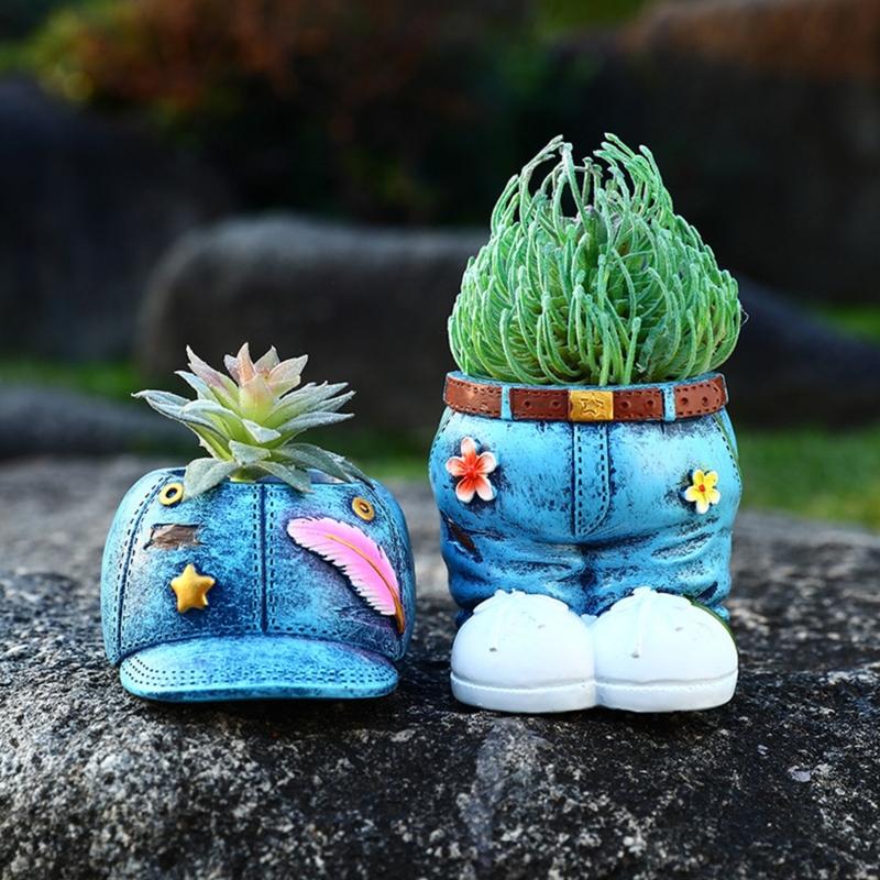 Kruka i harts Dekorativa blomkrukor Figurin För trädgårds- och hemmabruk Suckulent blomkruka Dekoration för inomhus utomhus