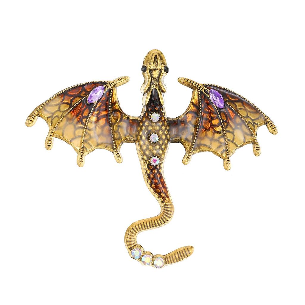Retro Colorful Enamel Dragon Brooch - Unisex Lapel Pin & Necklace Accessory