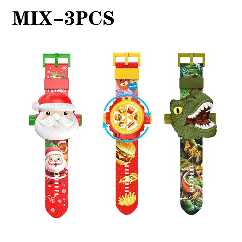 1-5PCS Projection Christmas Watch LED Glowing Kids Watch Fun Toy Trendy Accessory with Multiple Patterns Birthday Christmas Gift