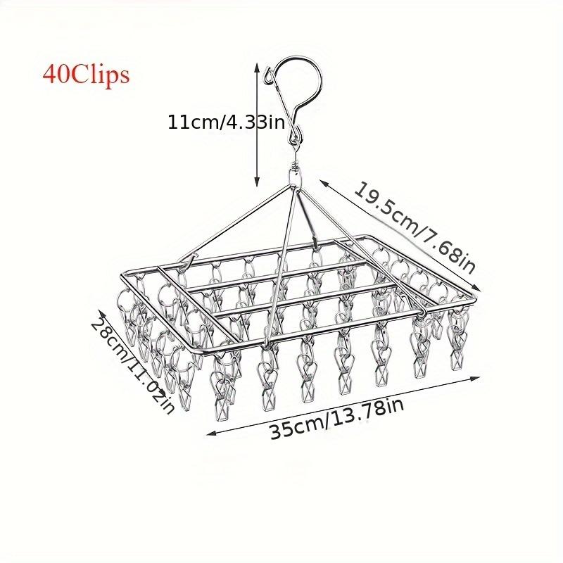

Сушилка из нержавеющей стали с 40 зажимами - прочная, ветрозащитная вешалка для деликатных вещей и нижнего белья, многофункциональный органайзер для брюк, прищепки для одежды 40clips