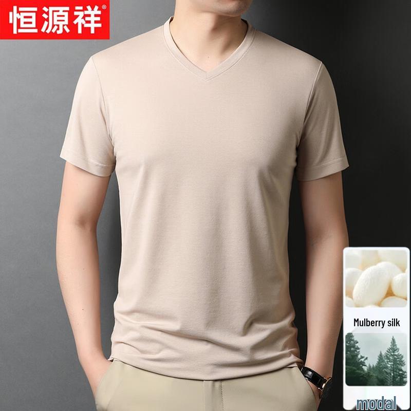 

Men s Mulberry Silk Blend V-Neck Short Sleeve T-Shirt 52