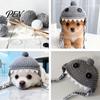 Pet Daily Fun Headband Funny Shark Cat Hat, Crocheted Hat with Braided Animal Shaped Dog Straps, Soft Cute Knitted for Cats Small Dogs Photography