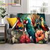Cute Dream Birds Parrot Peacock Cartoon Soft Flannel Blankets,Throw Blanket Comfortable Blanket for Picnic Beds Home Bedroom Kid
