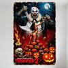 Terrifier 2 Horror Movie Metal Tin Sign,Demonic Clown with Knife,Angelic Woman Pumpkin Skull Background,Vintage Halloween Wall D
