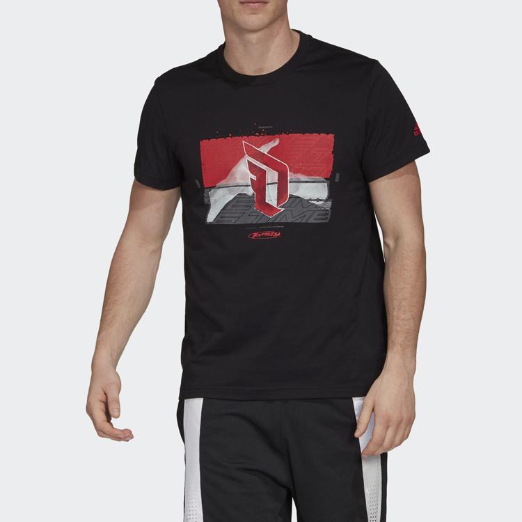 Adidas Damian Lillard Game-Winning Shot Print Short Sleeve T-Shirt Men Tops Black GH4378