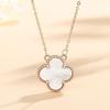 Four-leaf Clover Red White Shell Necklace for Women New Light Luxury Niche Design High-end Temperament