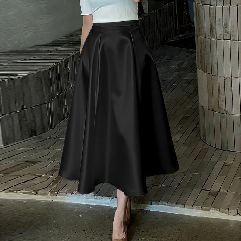ZANZEA Women Elegant Casual Solid Color Satin A-line Skirts
