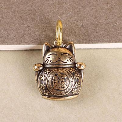 Portachiavi con gatto fortunato in rame puro, gioielli fai da te, accessori appesi, portachiavi pendente