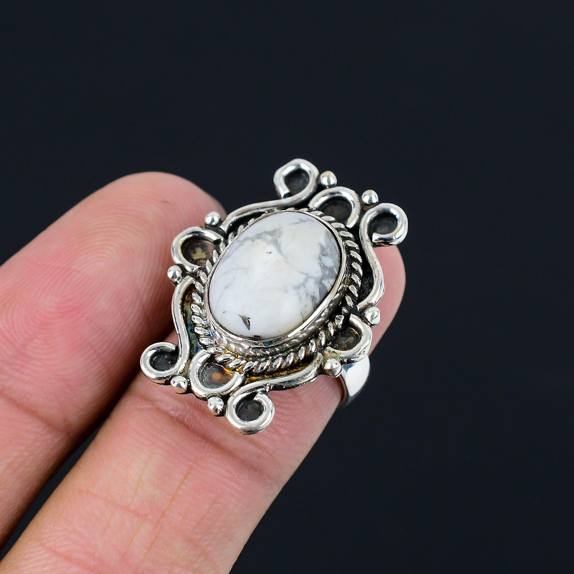 Crown Chakra Howlite Stone New Stackable Ring Jewelry 925 Sterling Silver US 7 7