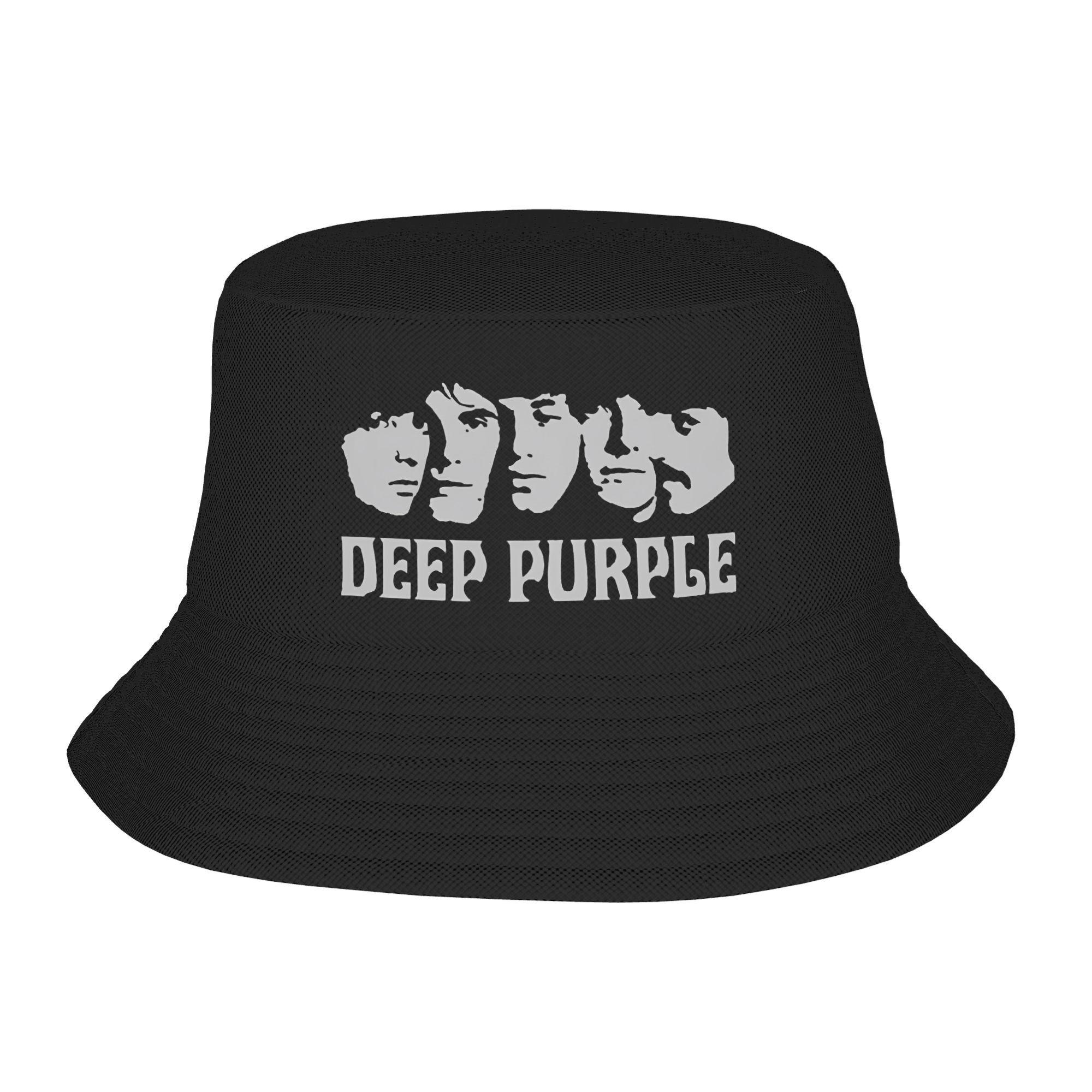 deep purple Bucket Hat  Hawaii FisherUnisex Caps For Couple Vintage Fishing Sun Hats Foldable Printed Cap One Size