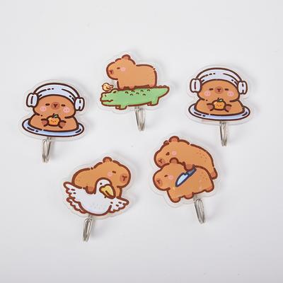 Cute Wall Hooks Key Holder Door Hanging Self Adhesive Wall Hanger Cartoon Capybara Hook For Kids Room Home Decor