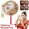 Chinese Style Wedding Dress Bridal Hand Fans Handmade Luxurious Phoenix Flower Round Xi Fans Red/Gold Xiuhe Hanfu Photo Props