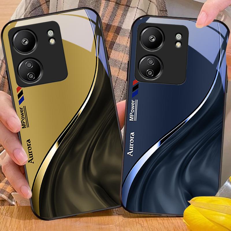 Vattenflödesmönster För Xiaomi Redmi 13C Note13 12 Pro Plus 5G Note 9 13T Pro POCO X6 F5 F6 Svart Härdat Glas Telefonskal