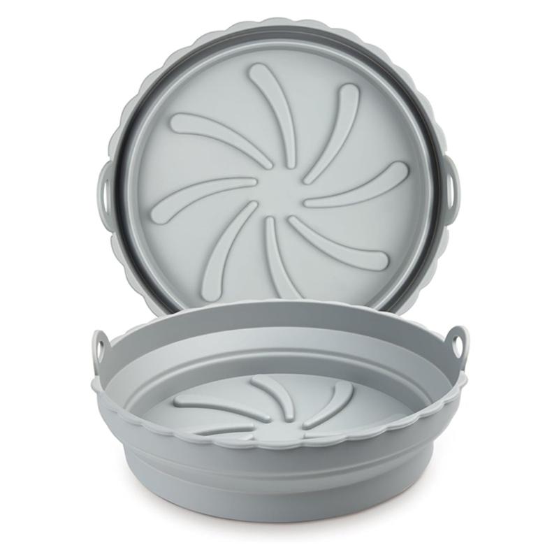 2Pcs Silicone Mould for Hot Air Fryer Foldable Air Fryer Silicone Pots Reusable Non-Stick Air Fryer Silicone Mould 1