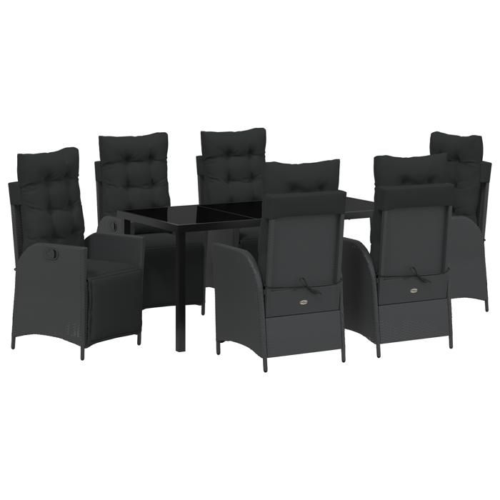 VidaXL Ensemble de salle à manger de jardin 7 pièces Noir Poly Rattan 3380537