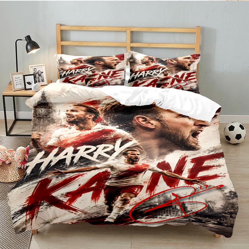 3PCS Football Player Kane  Bedding set,Ideal for1pc Duvet Cover And 2pcs Pillowcases Perfect for Christmas gift,Ideal for Bedroom, Dormitory