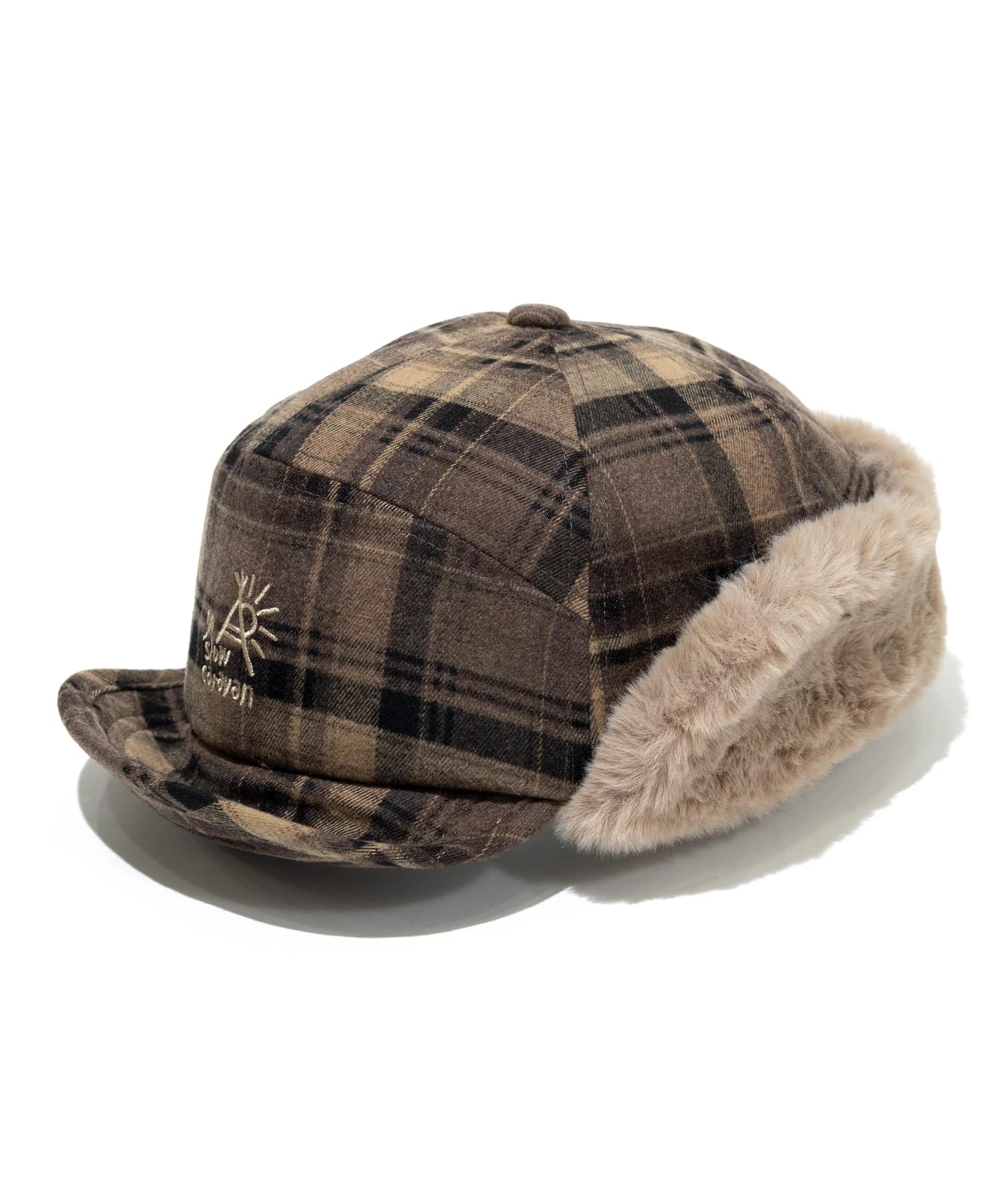 

[go slow caravan] 352904 Flannel Check Short Visor Boa Cap, Beige, Free Size