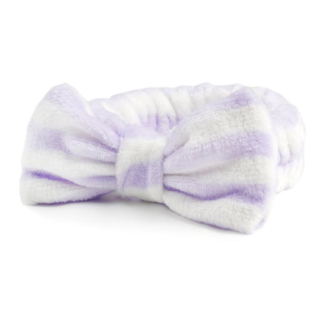 Women's European American Style Soft Coral Velvet Bow Fluffy Microfiber Spa Headband for Facial Makeup Non-Slip Shower Face