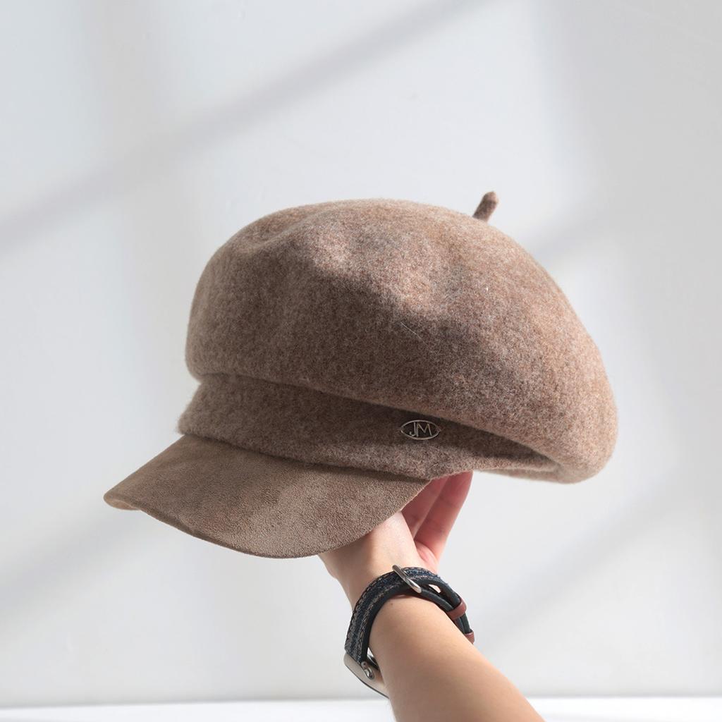 Hochwertiger Herbst- und Winter-Wollbarett Kinderkappe Gesicht zeigend kleiner Maler achteckiger Hut Trend
