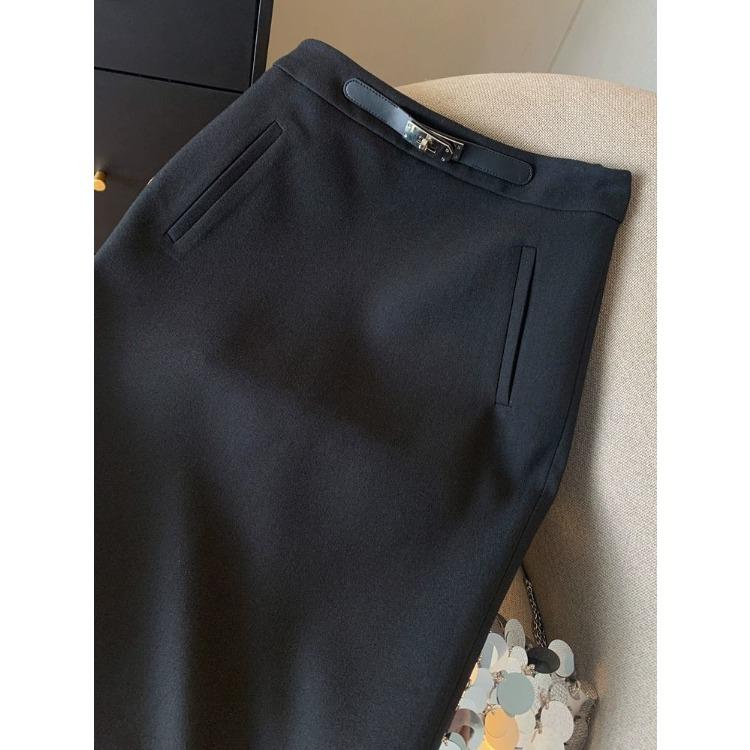 Elegant High Waist Gray Office Pencil Skirt Women Split Slit Work Slim Fit Skirts