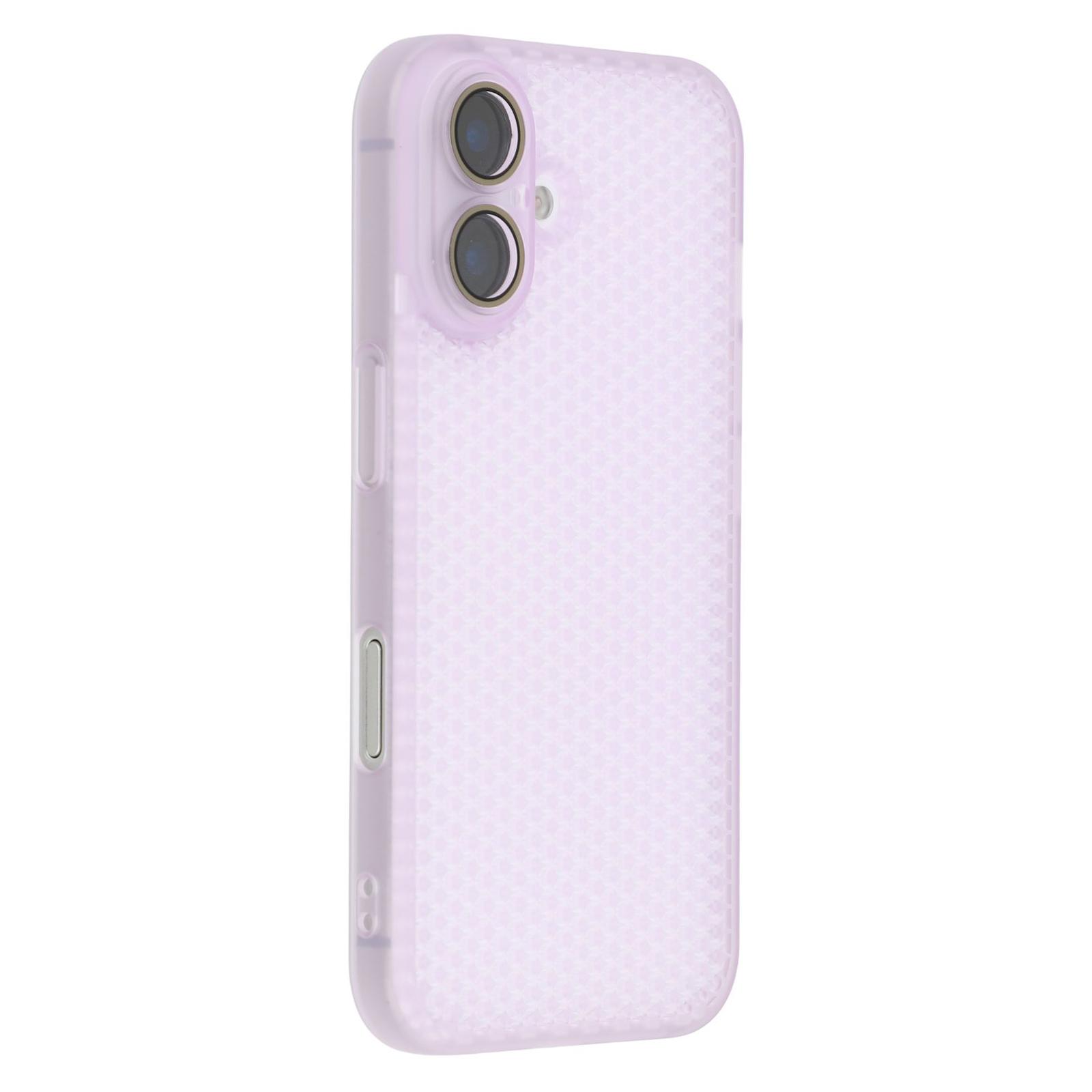 

For iPhone 16 Case Heat Dissipation Hard PC Phone Cover with Camera Lens Protector Transparent Purple