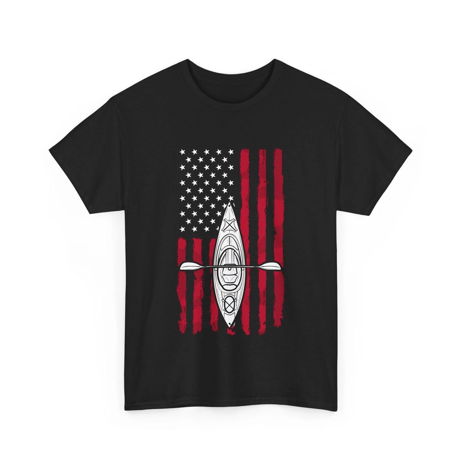 Kayaking Shirt, American Flag Kayaking Lovers Kayaker Women Men T-shirt XL