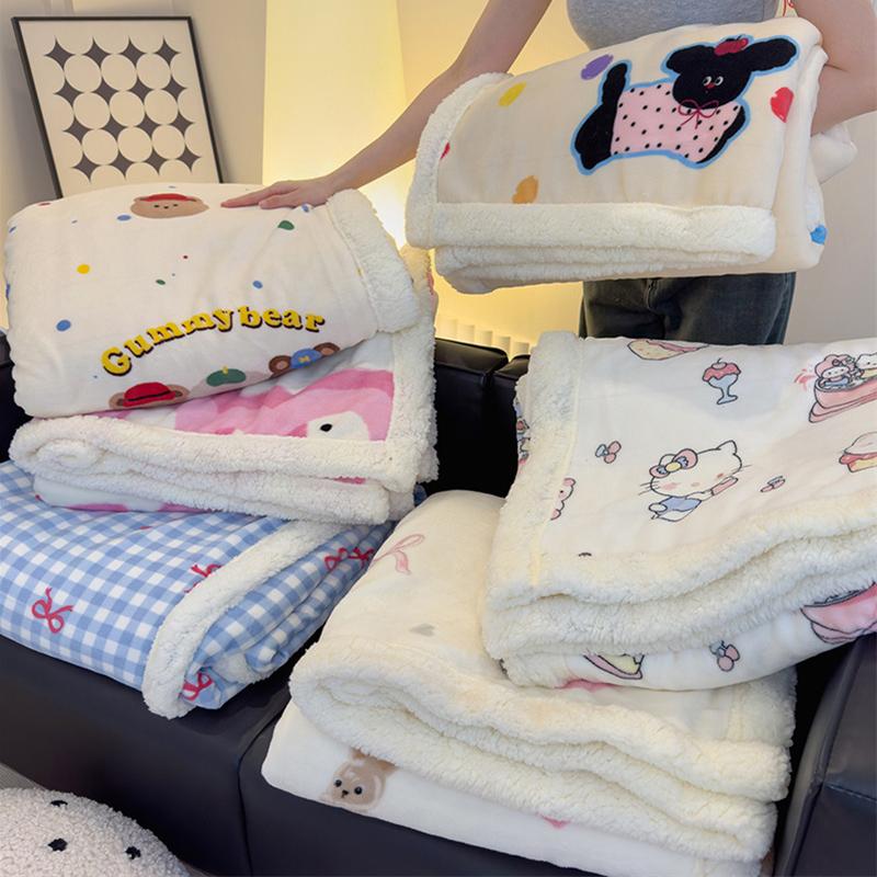 Thicken Warm Cartoon Blanket Comfortable and Skin-friendly Throw Blankets Velvet Bed Cover Cute Bedspreads for Bed Sofa Couch