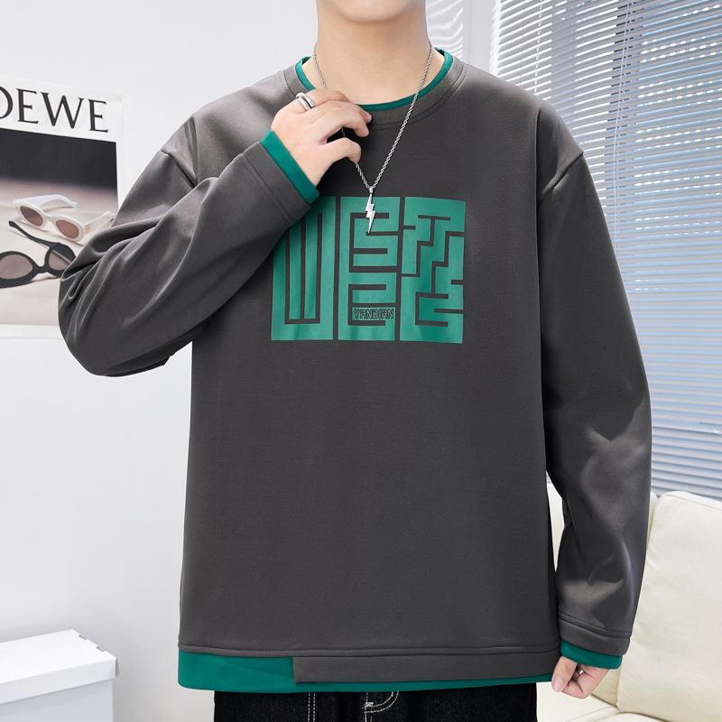 

Мужская толстовка с круглым вырезом, весна и осень, модная брендовая одежда для подростков и студентов, универсальные топы с длинными рукавами, повседневные, свободные, большого размера 5XL