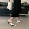 2025 new summer bag head high-heeled women's shoes pointed thin heel French temperament with skirt rear empty sandals