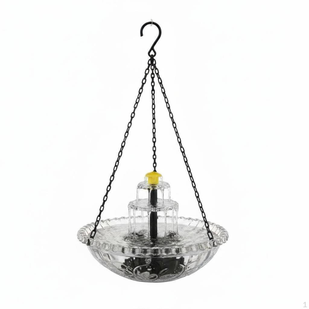 Solar Bird Bath Water Feature Cascading Stream Hanging No Wiring