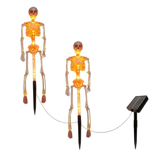 Halloween Party Decoration 3D Skeleton Solar Garden Lamp, Spooky Human Pathway Outdoor Decorations Lights, Waterproof Resin Stake Lights for Yard Lawn