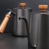 600ml Stainless Steel Coffee Pot with Wooden Handle - Drip Brewing, Long Spout Design for Home Use