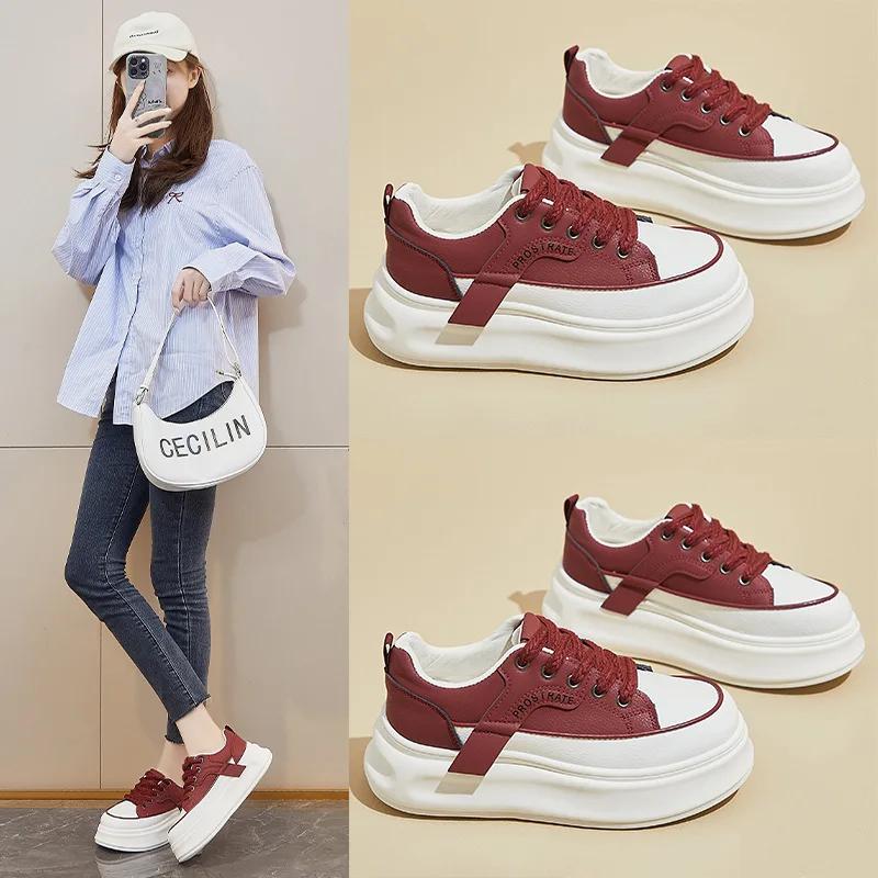 Fashion Women's Shoes Low Top Casual Platform Sneaker Lace Up Height Increase Board Shoes Fashion Personality Comfortate Ladies Shoes