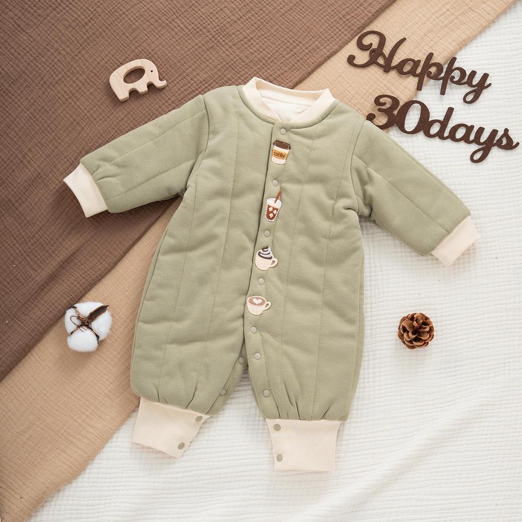 Infant Winter Padded Long Sleeve Romper - Cozy, Warm, and Thickened for Newborns