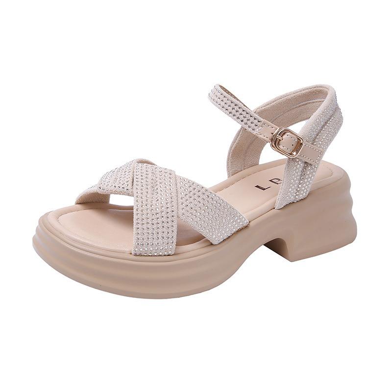 Platform sandals women's fashion new versatile sandals women's open-toe cross strap