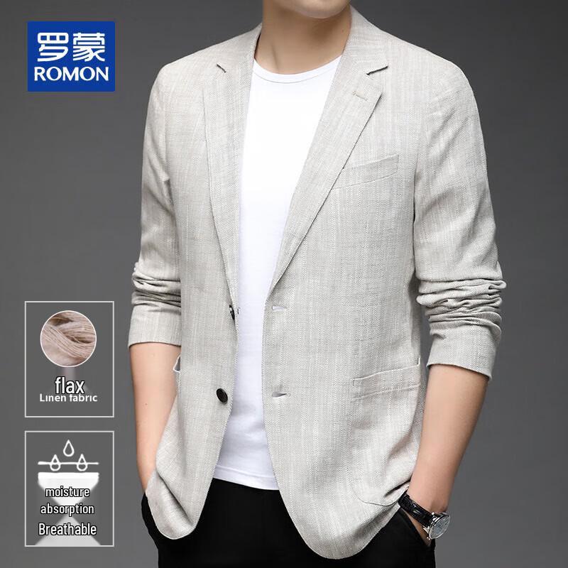 ROMON Pánské ležérní sako úzkého střihu ze směsi lnu