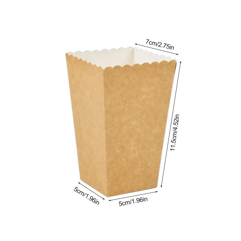 10Pcs Kraft Paper Popcorn Boxes Container, Birthday Party Movie Night Fries Cup, Snack Buckets Wedding Favors Gift Box Supplies