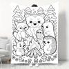 1pc Christmas and Halloween Printed Flannel Blanket, Cartoon Forest Animals Around a Campfire Flannel Blanket with Cute Black Bear, Raccoon, Hedgehog,