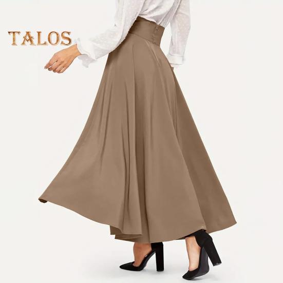 Fusta Maxi pentru femei, cu șireturi, talie înaltă, linie A, leagăn mare, culoare uni, bandă lată, plisată, lungime la gleznă, OL pentru navetă, fustă lejeră primăvară vară