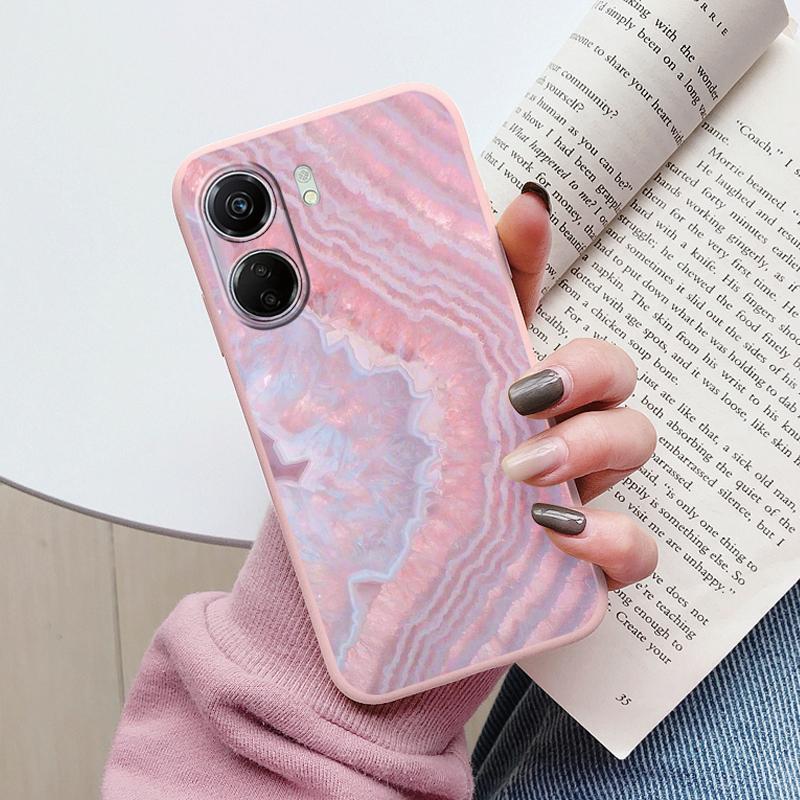 

For Redmi 13C Pink Gold Marble Art Fashion Phone Case Soft Silicone Fundas Cover For Redmi13C 13 C Coque Matte Shockproof Bumper Redmi 13C