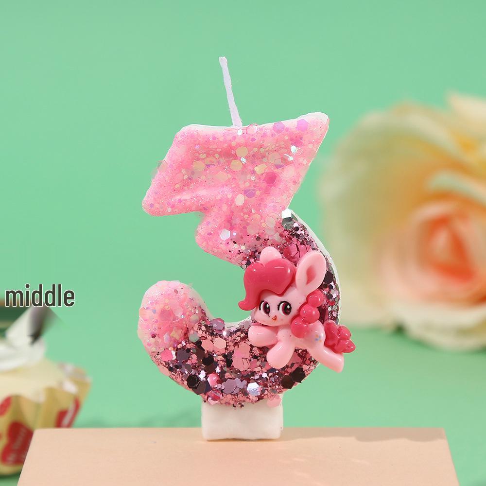 My Little Pony Glitter Birthday Cake Candles - Colorful & Creative for Baby's First Celebration