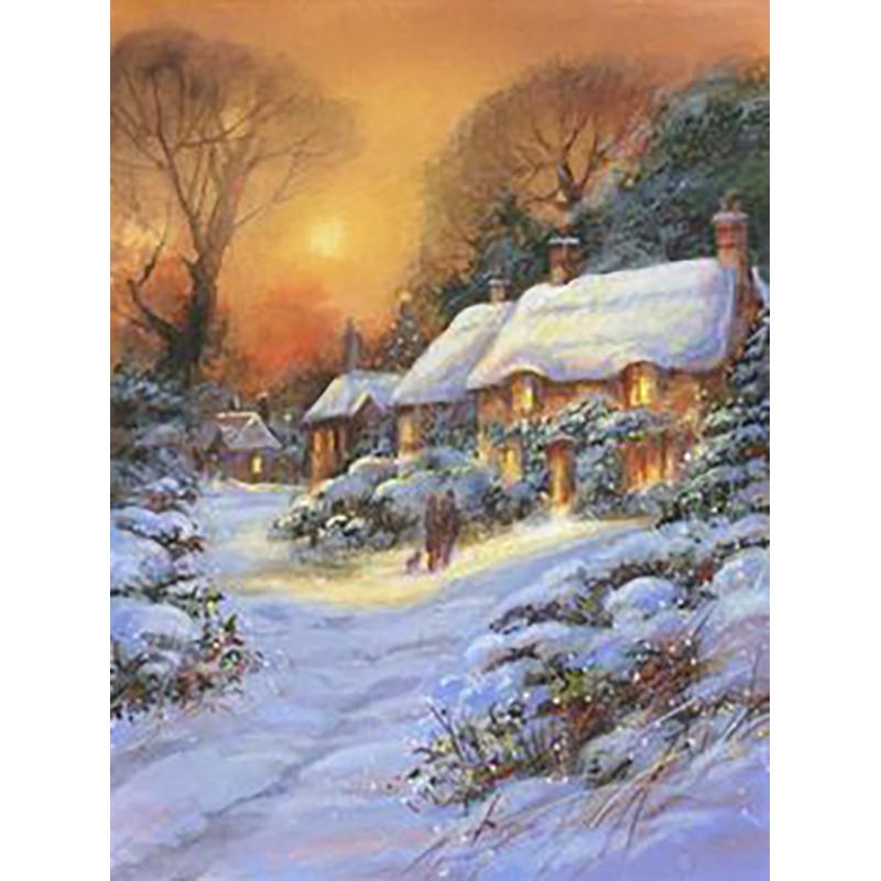 DIY Snow Scenery 5D Diamond Painting Full Round Drill Winter Landscape Diamond Embroidery Mosaic Rhinestone Home Decor Gift