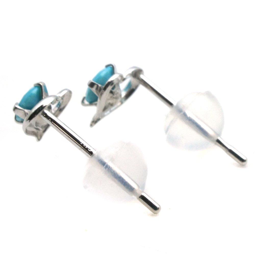 10K White Gold Open Heart Stud Earrings with Turquoise