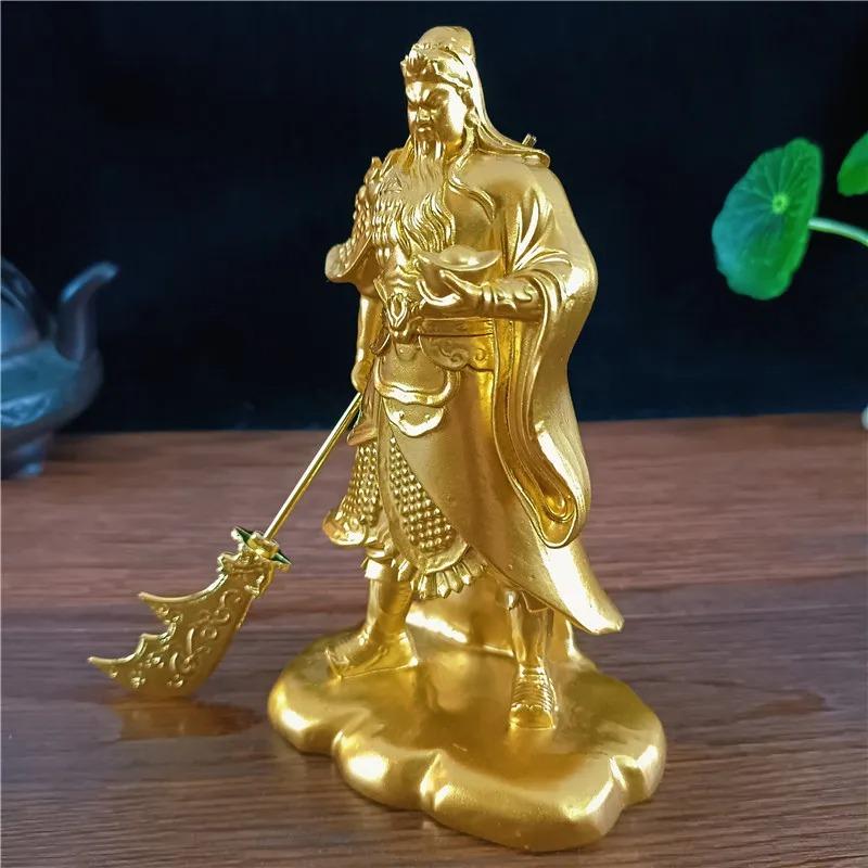 Gold Chinese Feng Shui Guan Gong Buddha Statues Handmade Resin Crafts Big Buddha Sculpture Figurines Home Decoration