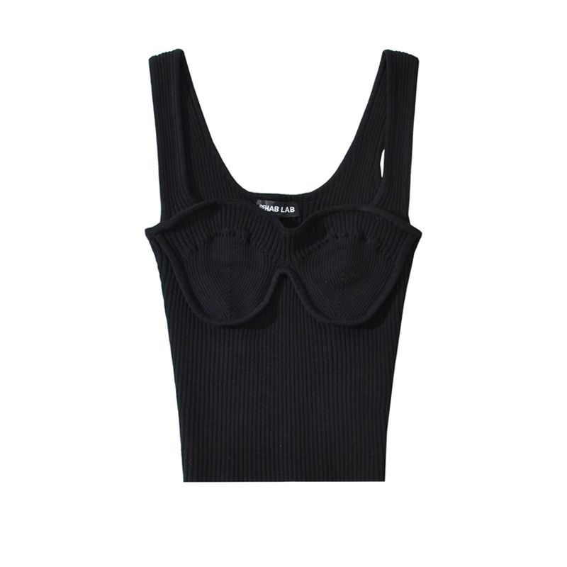 Za2025 Summer New Women clothes Versatile Slim fit Slimming Sexy Backless Square Collar Three-Dimensional Texture Knit vest
