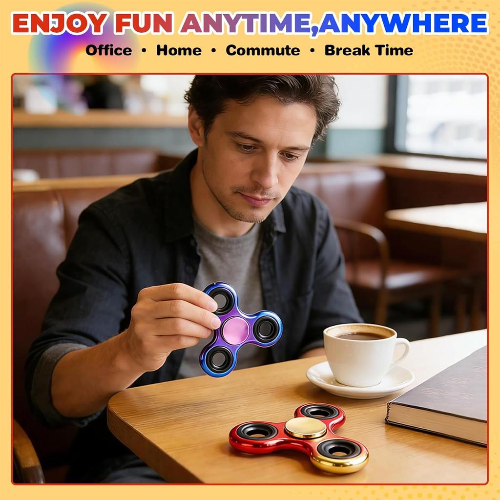 Fidget Spinner 2 csomag, Fidget Játékok Felnőtteknek Fém Fidget Spinnerek Fidget Játékok Gyerekeknek Autizmusra ADHD-ra