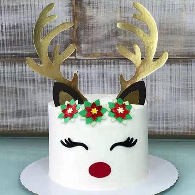 Halloween Birthday Reindeer Sleeping Xmas Deer Antler Christmas Decoration Party Supplies Rabbit Ears Cake Topper