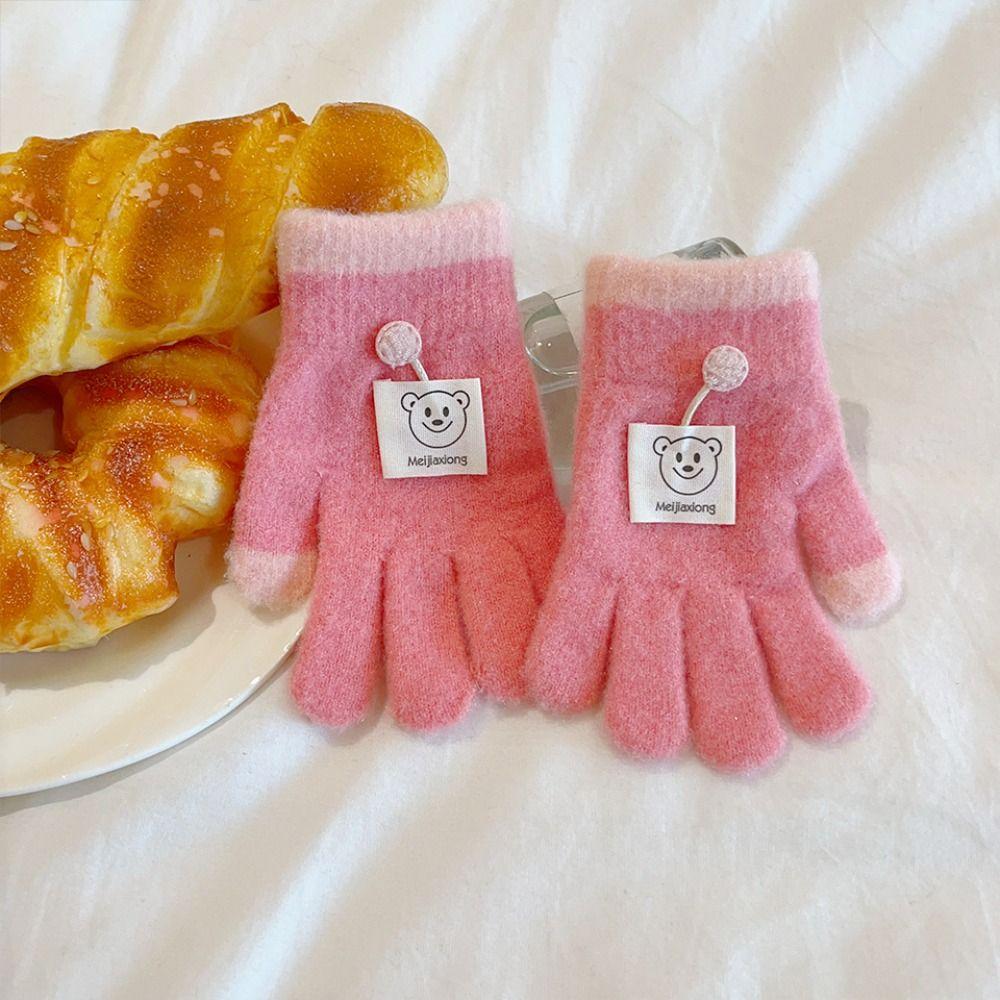 3-8 Years Old Thicken Velvet Children Knitted Gloves Elastic Winter Warm Gloves