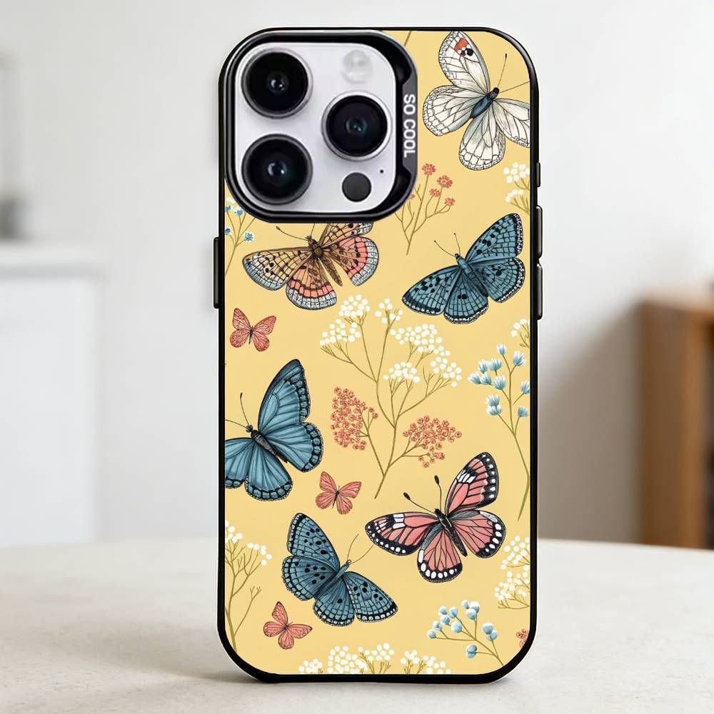Butterflies Phone Case for Color Silver Shell For IPhone 17 16 15 14 13 12 11 Pro Max Plus